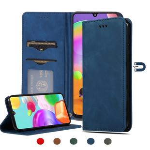 For Samsung Galaxy A41 (EU) Retro Skin Feel Business Magnetic Horizontal Flip Leather Case(Navy Blue)