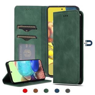 For Samsung Galaxy A51 5G Retro Skin Feel Business Magnetic Horizontal Flip Leather Case(Army Green)