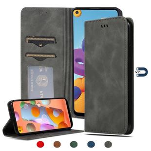 For Samsung Galaxy A21s Retro Skin Feel Business Magnetic Horizontal Flip Leather Case(Dark Grey)