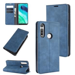 For Motorola Moto G Fast Retro-skin Business Magnetic Suction Leather Case with Holder & Card Slots & Wallet(Dark Blue)