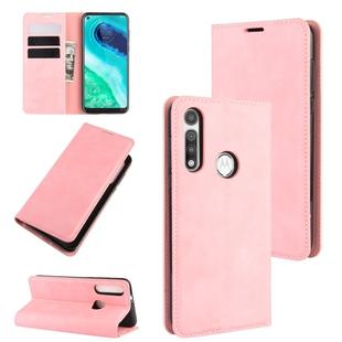 For Motorola Moto G Fast Retro-skin Business Magnetic Suction Leather Case with Holder & Card Slots & Wallet(Pink)