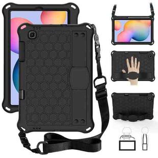 For Samsung Galaxy Tab S6 Lite P610 Honeycomb EVA + PC Shockproof Case with Strap(Black+Black)