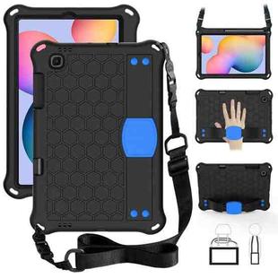 For Samsung Galaxy Tab S6 Lite P610 Honeycomb EVA + PC Shockproof Case with Strap(Black+Blue)