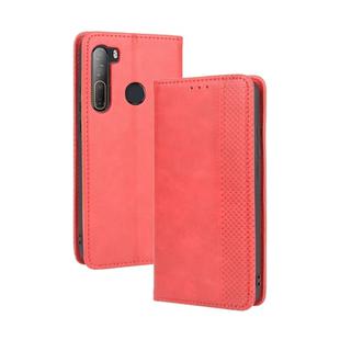 For HTC Desire 20 Pro Magnetic Buckle Retro Crazy Horse Texture Horizontal Flip Leather Case  , with Holder & Card Slots & Photo Frame(Red)