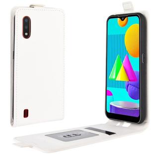 For Samsung Galaxy M01 R64 Texture Single Vertical Flip Leather Protective Case with Card Slots & Photo Frame(White)