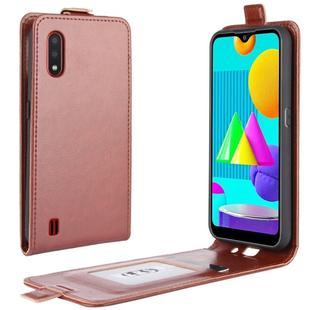 For Samsung Galaxy M01 R64 Texture Single Vertical Flip Leather Protective Case with Card Slots & Photo Frame(Brown)