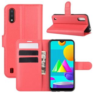 For Samsung Galaxy M01 Litchi Texture Horizontal Flip Protective Case with Holder & Card Slots & Wallet(Red)