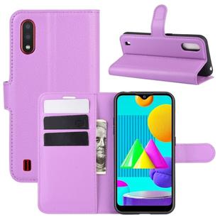 For Samsung Galaxy M01 Litchi Texture Horizontal Flip Protective Case with Holder & Card Slots & Wallet(Purple)