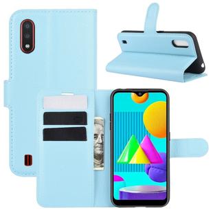 For Samsung Galaxy M01 Litchi Texture Horizontal Flip Protective Case with Holder & Card Slots & Wallet(Blue)