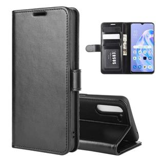 For OPPO Reno 3A (Japanese Version) R64 Texture Single Horizontal Flip Protective Case with Holder & Card Slots & Wallet & Photo Frame(Black)