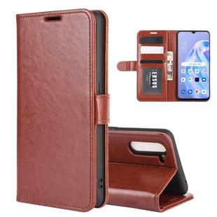 For OPPO Reno 3A (Japanese Version) R64 Texture Single Horizontal Flip Protective Case with Holder & Card Slots & Wallet & Photo Frame(Brown)