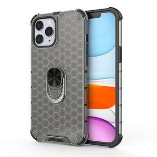 For iPhone 12 mini Shockproof Honeycomb PC + TPU Ring Holder Protection Case(Grey)