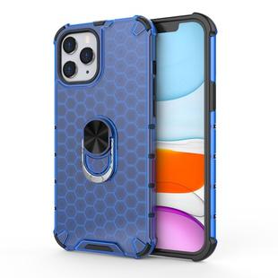 For iPhone 12 Pro Max Shockproof Honeycomb PC + TPU Ring Holder Protection Case(Blue)