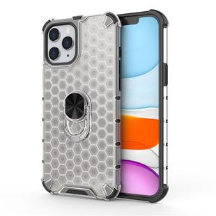 For iPhone 12 Pro Max Shockproof Honeycomb PC + TPU Ring Holder Protection Case(White)