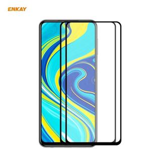For Redmi Note 9S / Note 9 Pro  2 PCS ENKAY Hat-Prince Full Glue 0.26mm 9H 2.5D Tempered Glass Full Coverage Film