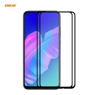 For Huawei P40 Lite E 2 PCS ENKAY Hat-Prince Full Glue 0.26mm 9H 2.5D Tempered Glass Full Coverage Film