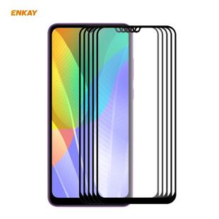 For Huawei Y6p 5 PCS ENKAY Hat-Prince Full Glue 0.26mm 9H 2.5D Tempered Glass Full Coverage Film
