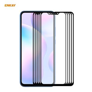 For Redmi 9 / 9A / 9C 5 PCS ENKAY Hat-Prince Full Glue 0.26mm 9H 2.5D Tempered Glass Full Coverage Film