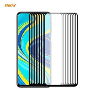 For Redmi Note 9S / Note 9 Pro 10 PCS ENKAY Hat-Prince Full Glue 0.26mm 9H 2.5D Tempered Glass Full Coverage Film