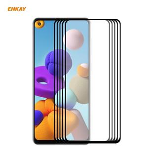 For Samsung Galaxy A21s 5pcs ENKAY Hat-Prince Full Glue 0.26mm 9H 2.5D Tempered Glass Full Coverage Film