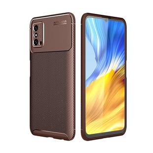 For Huawei Honor X10 Max Carbon Fiber Texture Shockproof TPU Case(Brown)
