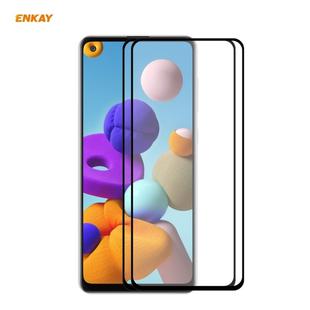 For Samsung Galaxy A21s 2pcs ENKAY Hat-Prince Full Glue 0.26mm 9H 2.5D Tempered Glass Full Coverage Film