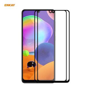 For Samsung Galaxy A31 2 PCS ENKAY Hat-Prince Full Glue 0.26mm 9H 2.5D Tempered Glass Full Coverage Film