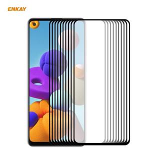 For Samsung Galaxy A21s 10pcs ENKAY Hat-Prince Full Glue 0.26mm 9H 2.5D Tempered Glass Full Coverage Film