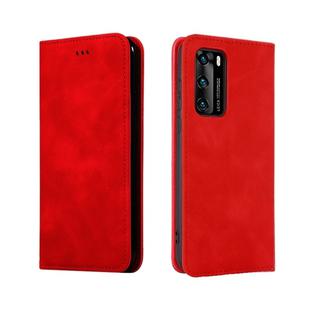 For Huawei P40 Retro Skin Feel Business Magnetic Horizontal Flip Leather Case(Red)