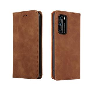 For Huawei P40 Retro Skin Feel Business Magnetic Horizontal Flip Leather Case(Brown)