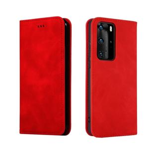 For Huawei P40 Pro Retro Skin Feel Business Magnetic Horizontal Flip Leather Case(Red)
