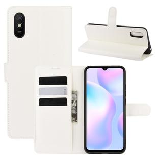 For Xiaomi Redmi 9A Litchi Texture Horizontal Flip Protective Case with Holder & Card Slots & Wallet(White)
