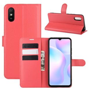 For Xiaomi Redmi 9A Litchi Texture Horizontal Flip Protective Case with Holder & Card Slots & Wallet(Red)