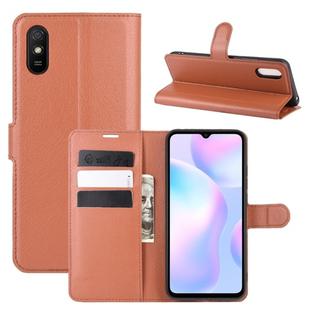 For Xiaomi Redmi 9A Litchi Texture Horizontal Flip Protective Case with Holder & Card Slots & Wallet(Brown)