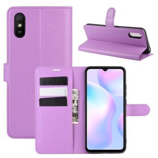 For Xiaomi Redmi 9A Litchi Texture Horizontal Flip Protective Case with Holder & Card Slots & Wallet(Purple)