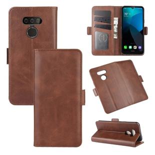 For LG harmony 4 Dual-side Magnetic Buckle Horizontal Flip Leather Case with Holder & Card Slots & Wallet(Brown)