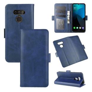 For LG harmony 4 Dual-side Magnetic Buckle Horizontal Flip Leather Case with Holder & Card Slots & Wallet(Dark Blue)
