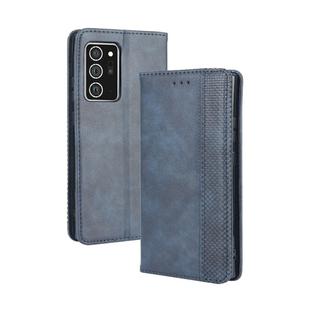 For Samsung Galaxy Note20 Ultra Magnetic Buckle Retro Crazy Horse Texture Horizontal Flip Leather Case with Holder & Card Slots & Photo Frame(Blue)