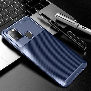For Xiaomi Redmi 9C Carbon Fiber Texture Shockproof TPU Case(Blue)