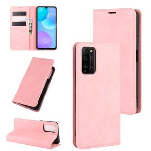 For Huawei Honor 30 Lite/30 Youth Retro-skin Business Magnetic Suction Leather Case with Holder & Card Slots & Wallet(Pink)