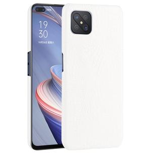 For OPPO A92s Shockproof Crocodile Texture PC + PU Case(White)