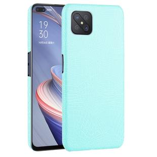 For OPPO A92s Shockproof Crocodile Texture PC + PU Case(Light Green)