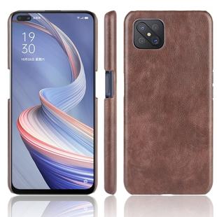 For OPPO A92s Shockproof Litchi Texture PC + PU Case(Brown)