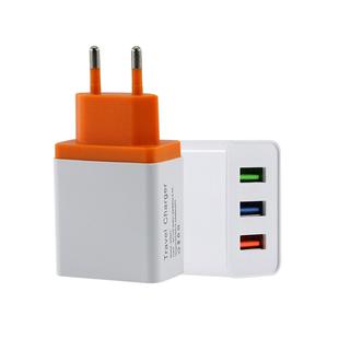 2A 3 USB PortsTravel Charger, EU Plug(Orange)