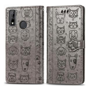 For Huawei Y8S Cute Cat and Dog Embossed Horizontal Flip Leather Case with Holder & Card Slots & Wallet & Cartoon Clasp & Lanyard(Gray)