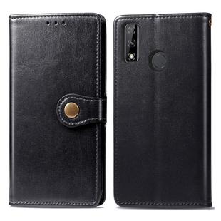 For Huawei Y8S Retro Solid Color Leather Buckle Phone Case with Lanyard & Photo Frame & Card Slot & Wallet & Stand Function(Black)