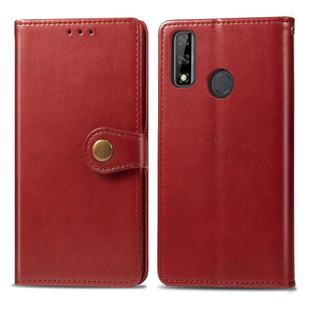 For Huawei Y8S Retro Solid Color Leather Buckle Phone Case with Lanyard & Photo Frame & Card Slot & Wallet & Stand Function(Red)