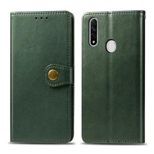 For OPPO A8 Solid Color Leather Buckle Phone Case with Lanyard & Photo Frame & Card Slot & Wallet & Stand Function(Green)
