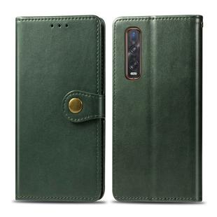 For OPPO Find X2 Pro Solid Color Leather Buckle Phone Case with Lanyard & Photo Frame & Card Slot & Wallet & Stand Function(Green)