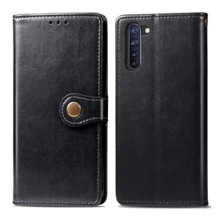 For OPPO Reno3 A Solid Color Leather Buckle Phone Case with Lanyard & Photo Frame & Card Slot & Wallet & Stand Function(Black)